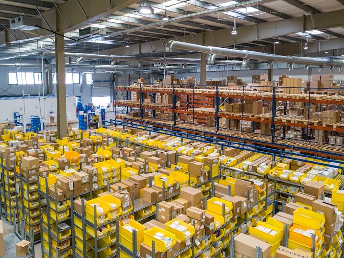 Commercial warehouse with high-bay lighting