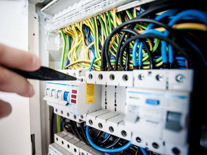 Electrical distribution board prepared for testing